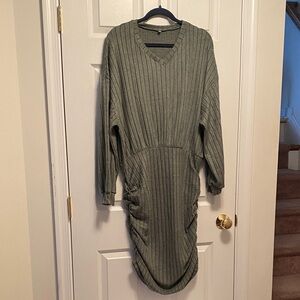 Olive Green Ribbed Knit Dress…size 2XL
